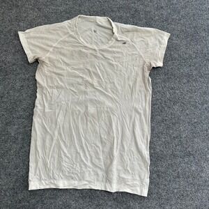 Lululemon Shirt Womens Size 10 Gray Swiftly Tech Short Sleeve Striped Athletic
